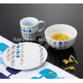 Set de petit-déjeuner pour enfants en céramique de 3 pièces avec décor de feuille